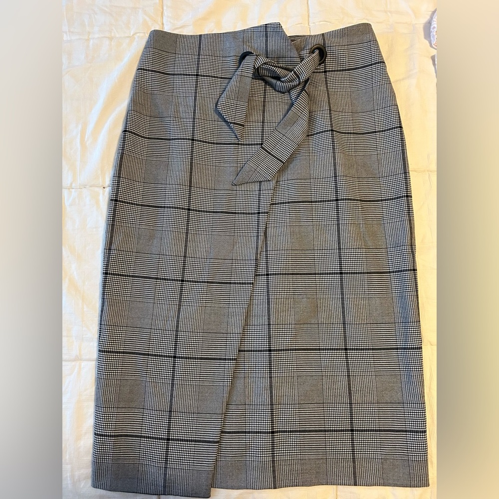 Vince Camuto Black and White Plaid Pencil Skirt